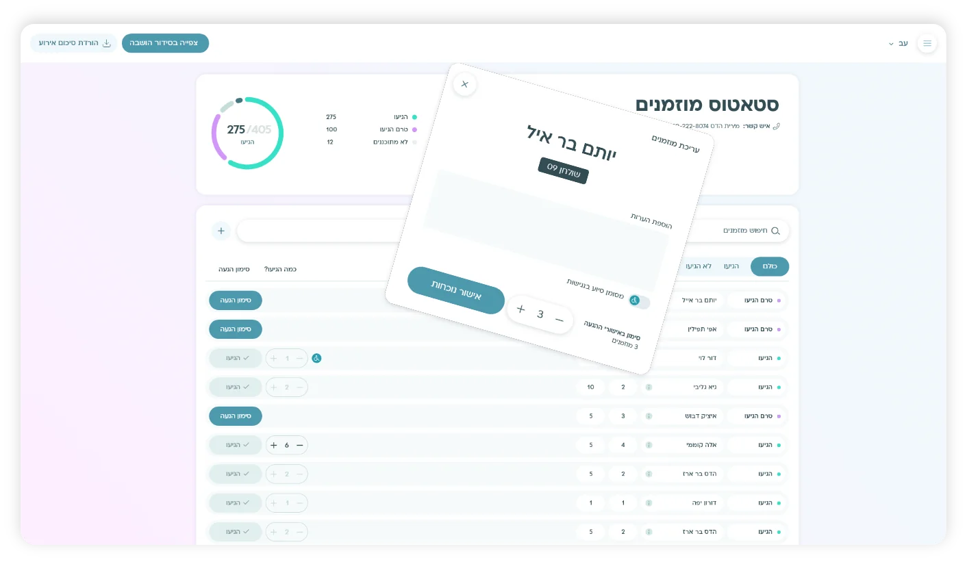 הכלי הטכנולוגי המתקדם ביותר לניהול דיילות הושבה ומארחות בכניסה לאירוע שלכם